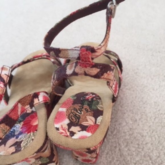 Blossom Vintage Funky Floral Print Platform Wedge Women’s Pink/Brown Sandal 8 - Picture 5 of 9